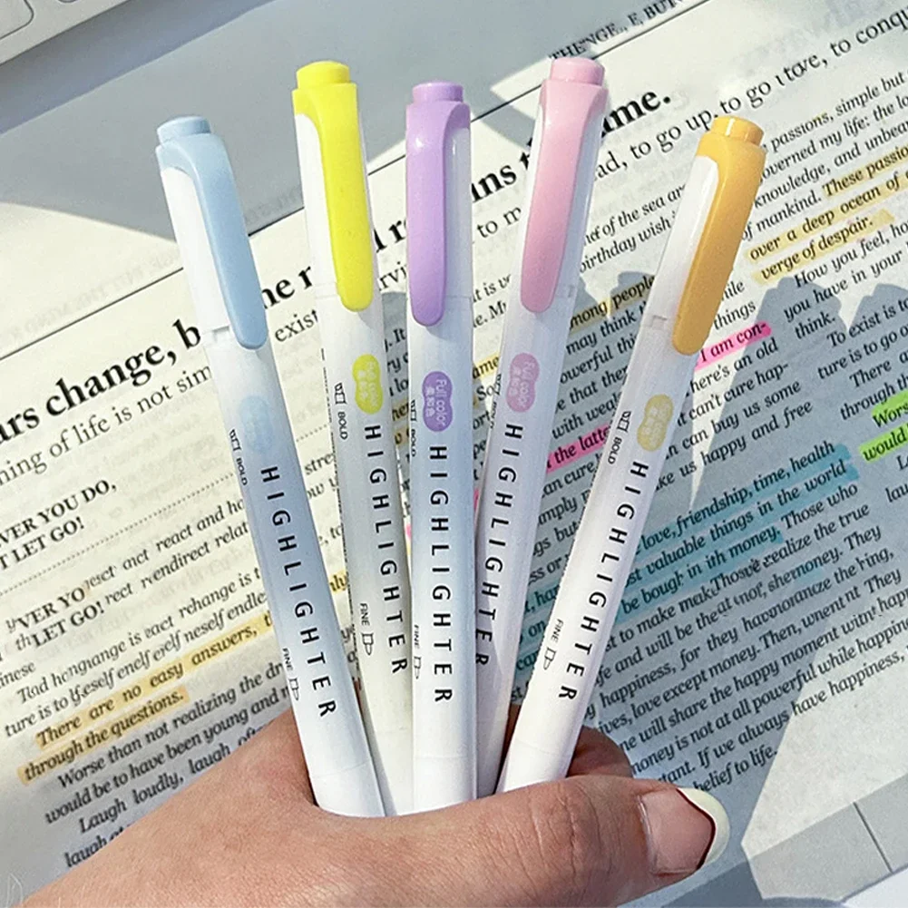 5pcs Pastel Highlighters Color - Pastel Highlighter Set Double Ended ulasan dan harga