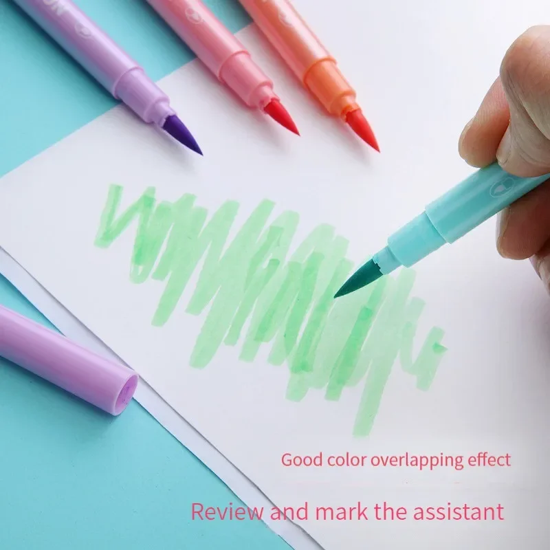 6Pcs/set Brush Highlighter Pen - Pastel Highlighter Set Double Ended ulasan dan harga