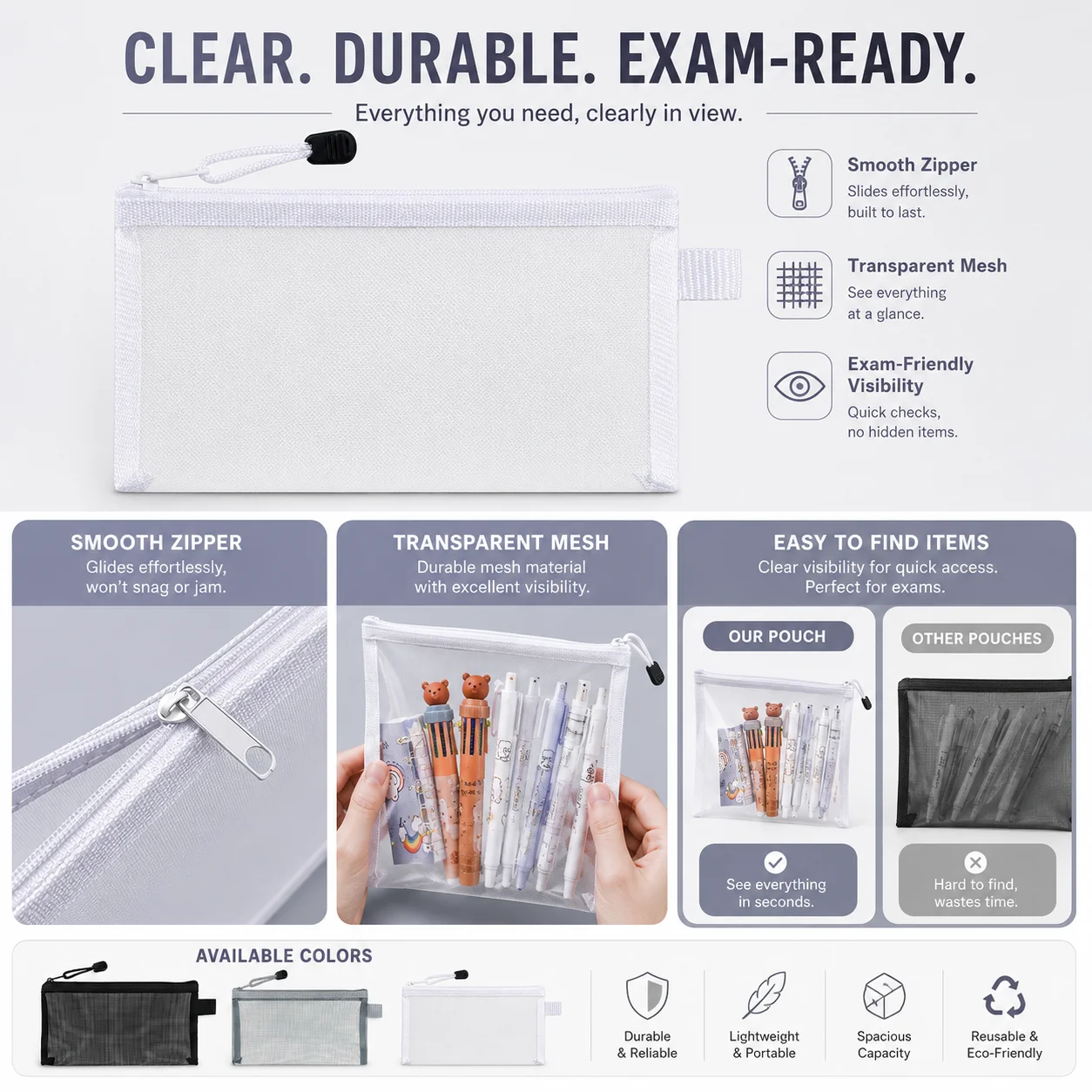 Transparent Mesh Pen Bag Clear - Clear Mesh Pencil Pouch For Exam ulasan dan harga