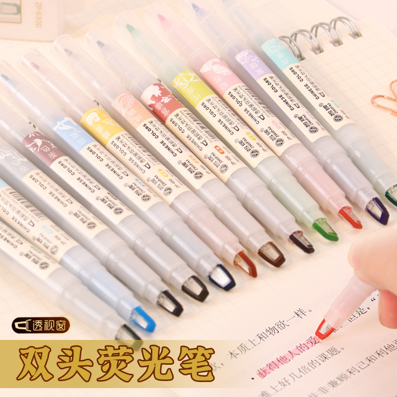 5pcs/set Double Tip Highlighte - Pastel Highlighter Set Double Ended ulasan dan harga