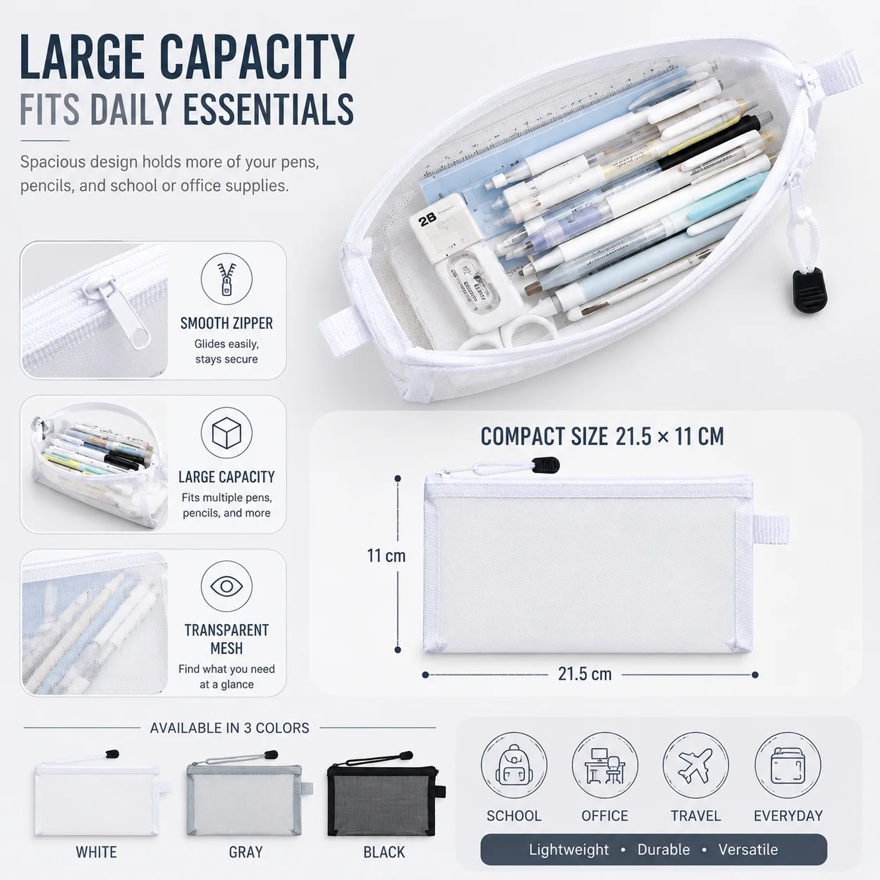 Transparent Mesh Pencil Case C - Clear Mesh Pencil Pouch For Exam ulasan dan harga