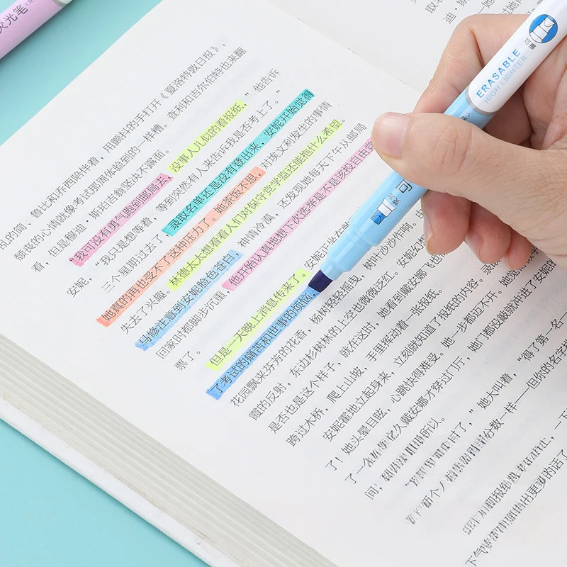 6 Colors Erasable Highlighters - Pastel Highlighter Set Double Ended ulasan dan harga