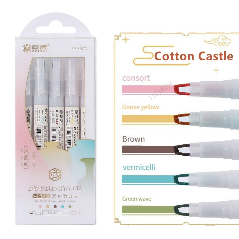 5pcs/set Double Tip Highlighte - Pastel Highlighter Set Double Ended ulasan dan harga