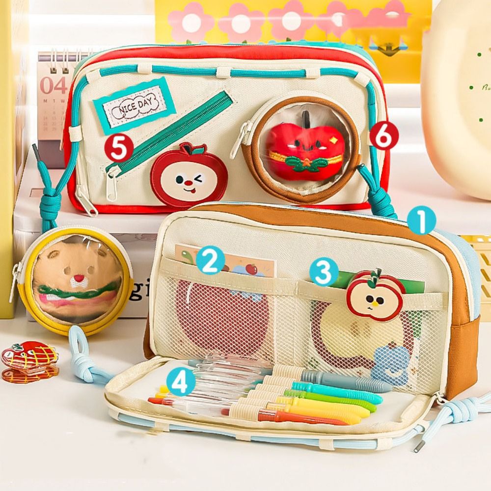 Large Capacity Hamburger Penci - Aesthetic Large Pencil Case Pouch ulasan dan harga