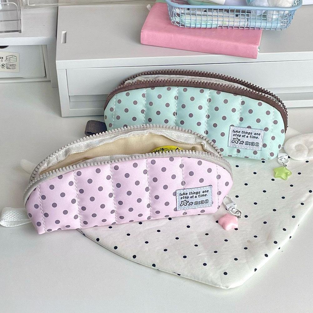 Aesthetic Polka Dot Pencil Cas - Aesthetic Large Pencil Case Pouch ulasan dan harga