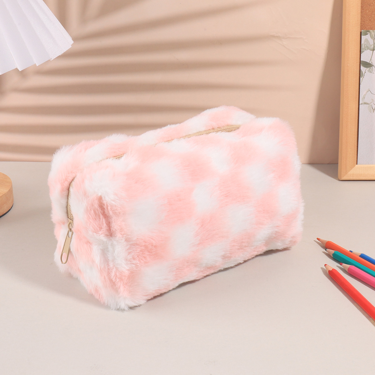 Cute Korean Checkered Pencil C - Aesthetic Large Pencil Case Pouch ulasan dan harga