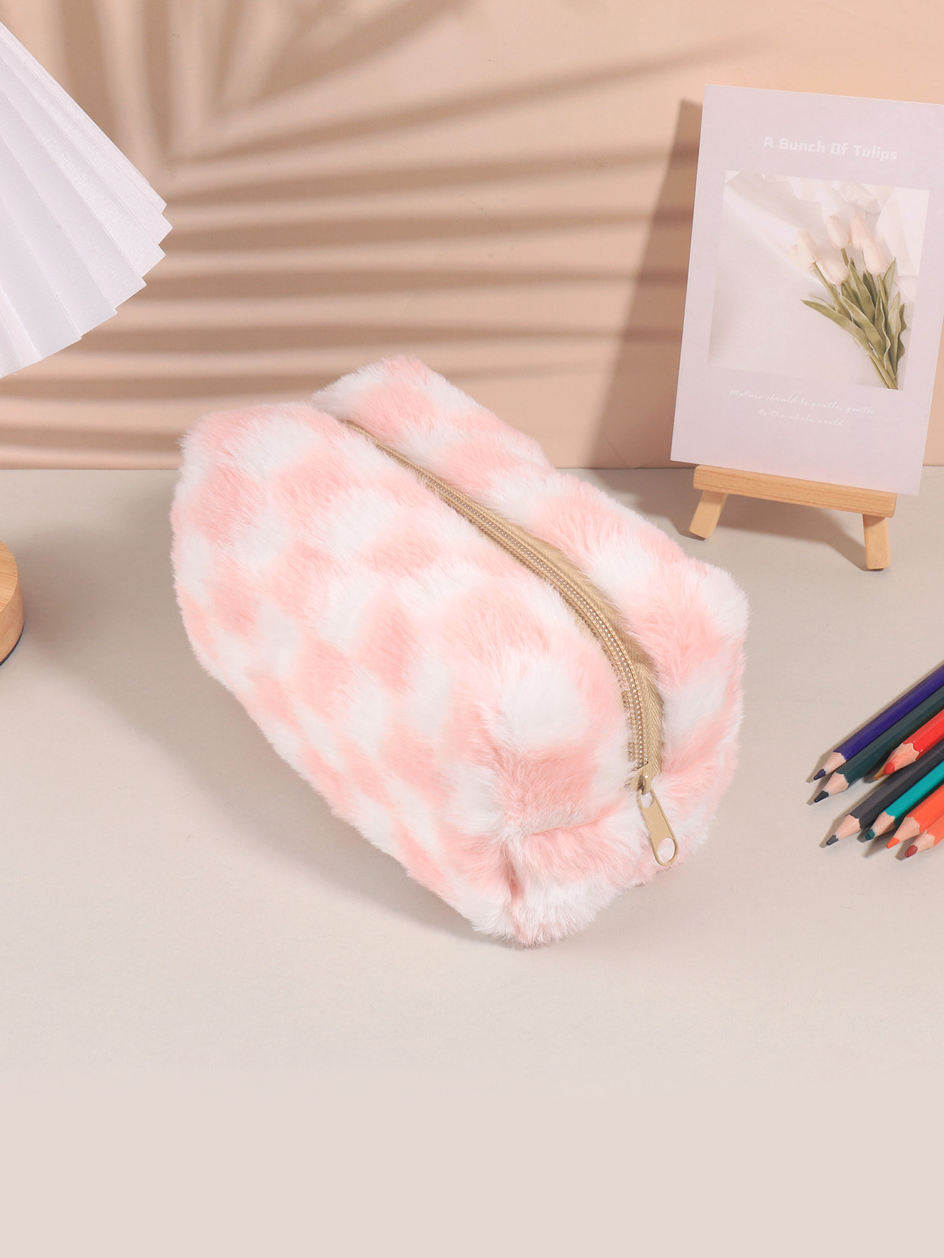 Cute Korean Checkered Pencil C - Aesthetic Large Pencil Case Pouch ulasan dan harga