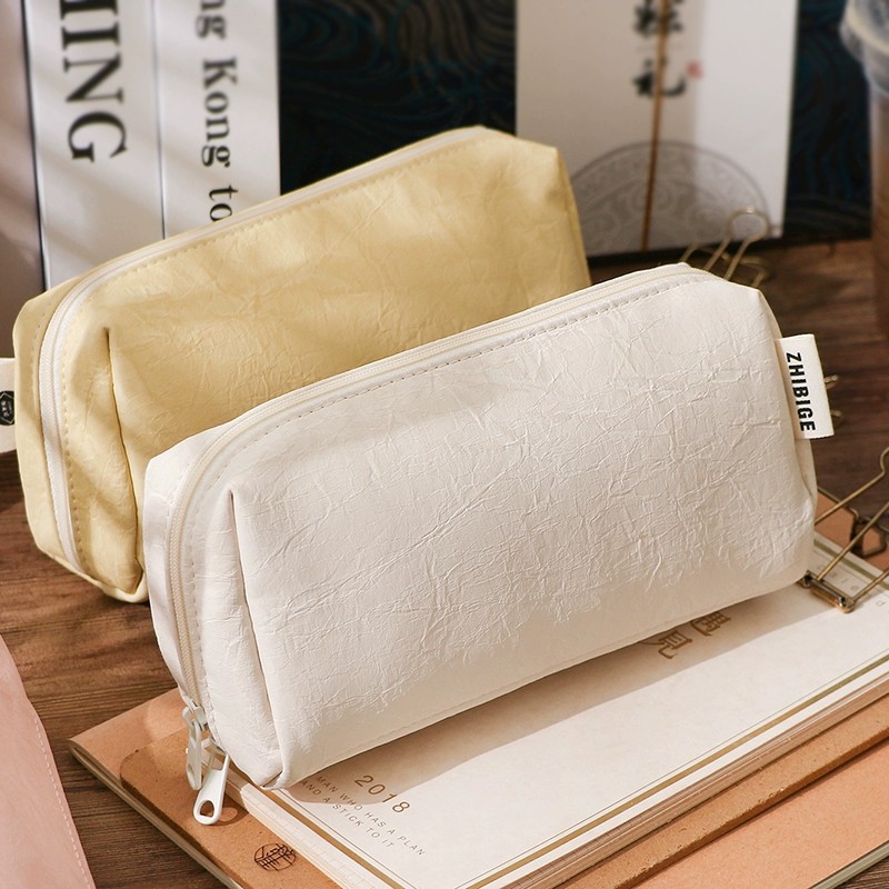 Kawaii Cream Leather Pencil Ca - Aesthetic Large Pencil Case Pouch ulasan dan harga