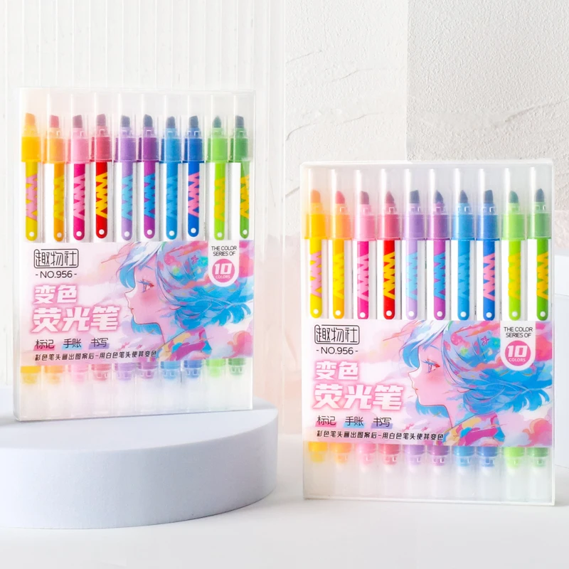 10pcs Double-ended Magic Color - Pastel Highlighter Set Double Ended ulasan dan harga