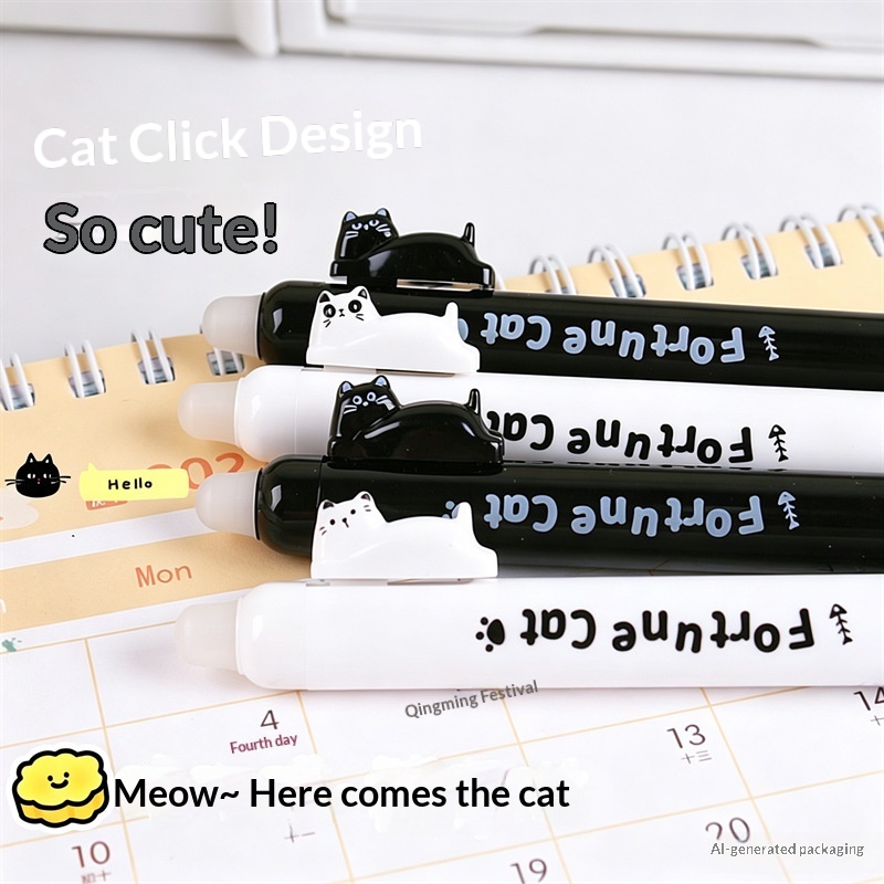 4-Pack Cute Cat Erasable Gel P - Retractable Eraser Pen Click ulasan dan harga