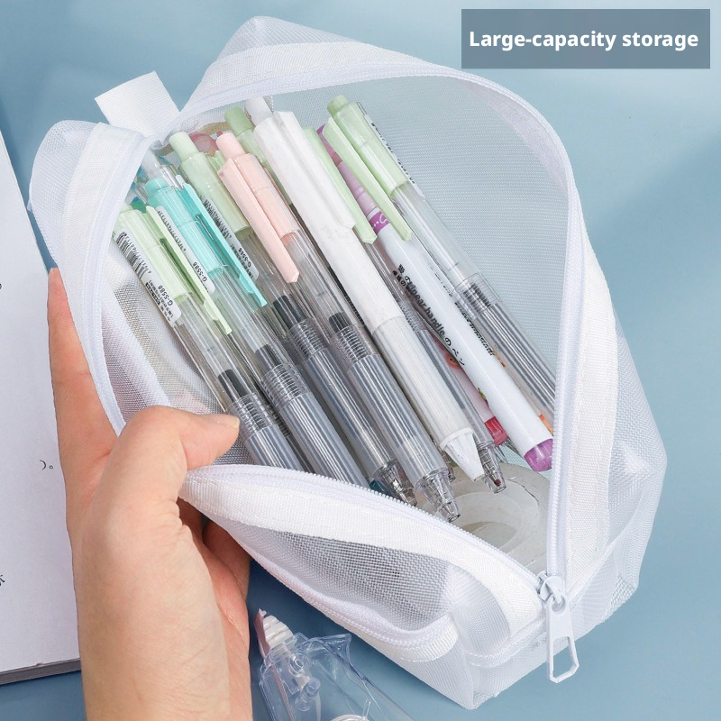 Double Layer Transparent Mesh  - Clear Mesh Pencil Pouch For Exam ulasan dan harga