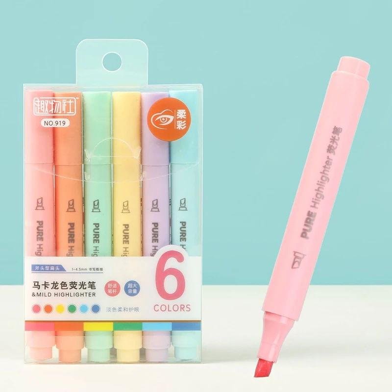 6PCS Pastel Highlighter Pens - - Pastel Highlighter Set Double Ended ulasan dan harga