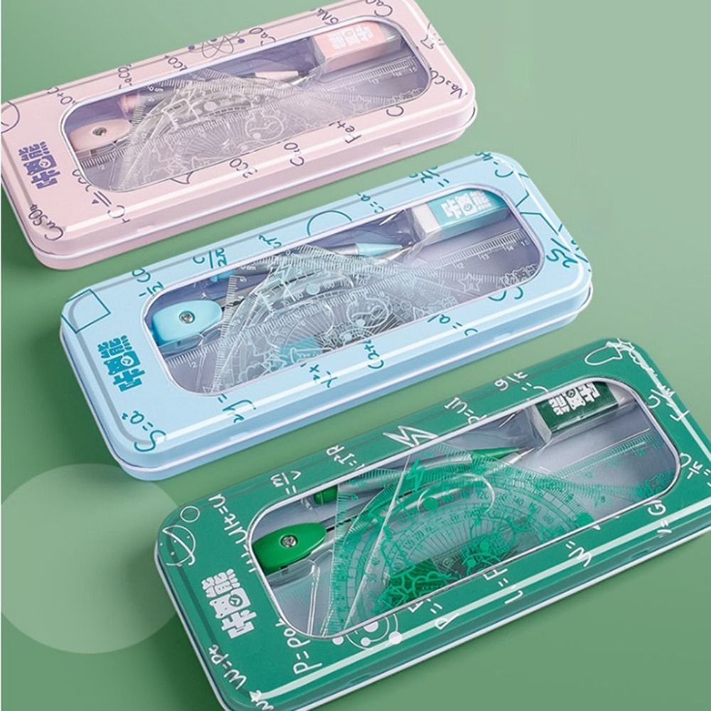 8Pcs/Set Multifunctional Math  - Math Geometry Set With Compass ulasan dan harga
