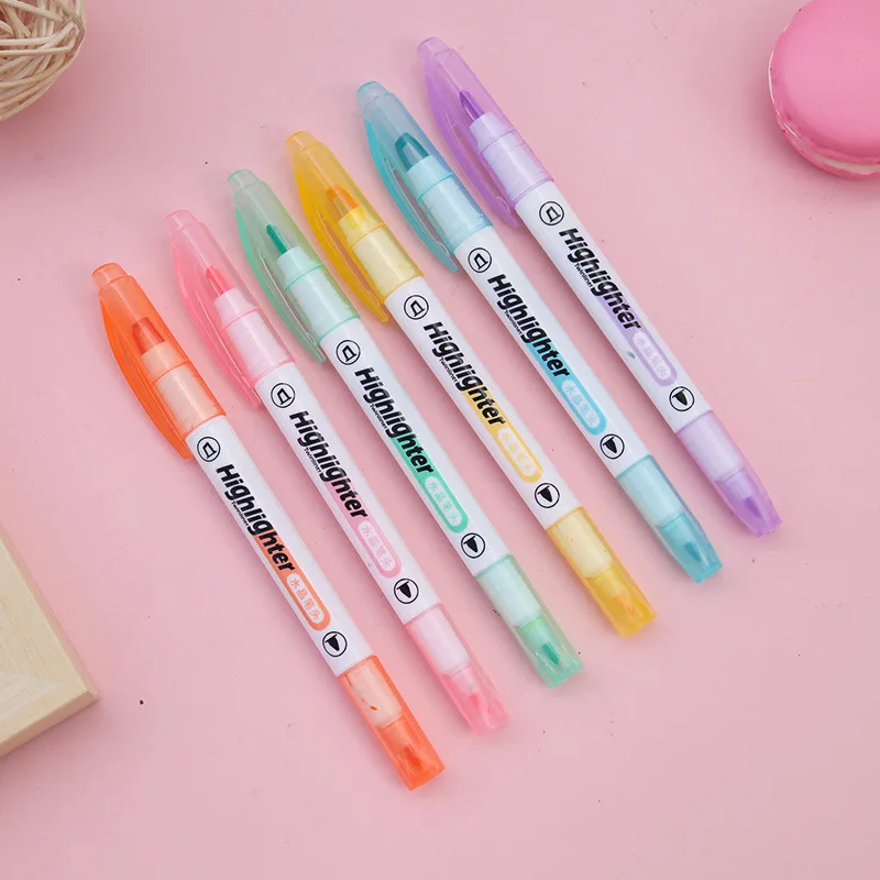 6 Colors/Set Unique Window Tip - Pastel Highlighter Set Double Ended ulasan dan harga