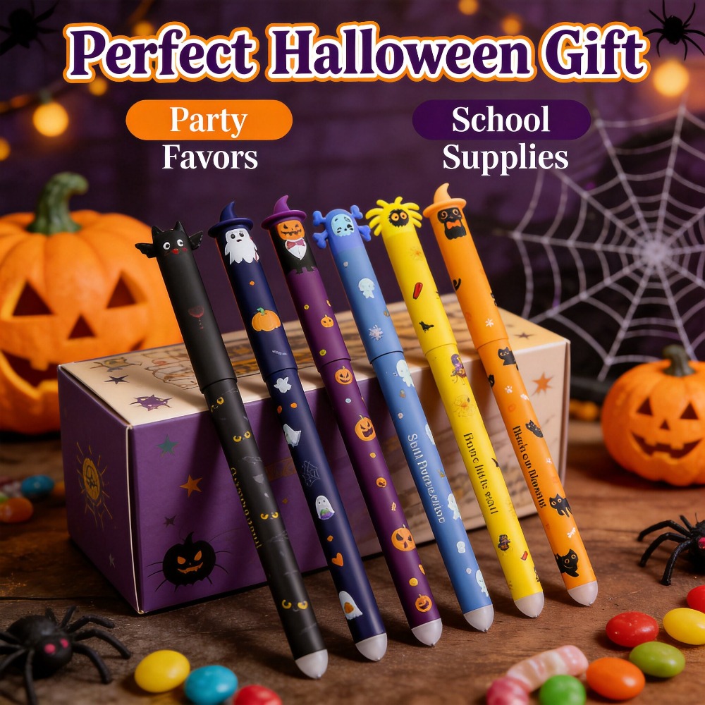 1-6Pcs Halloween Erasable Gel  - Retractable Eraser Pen Click ulasan dan harga