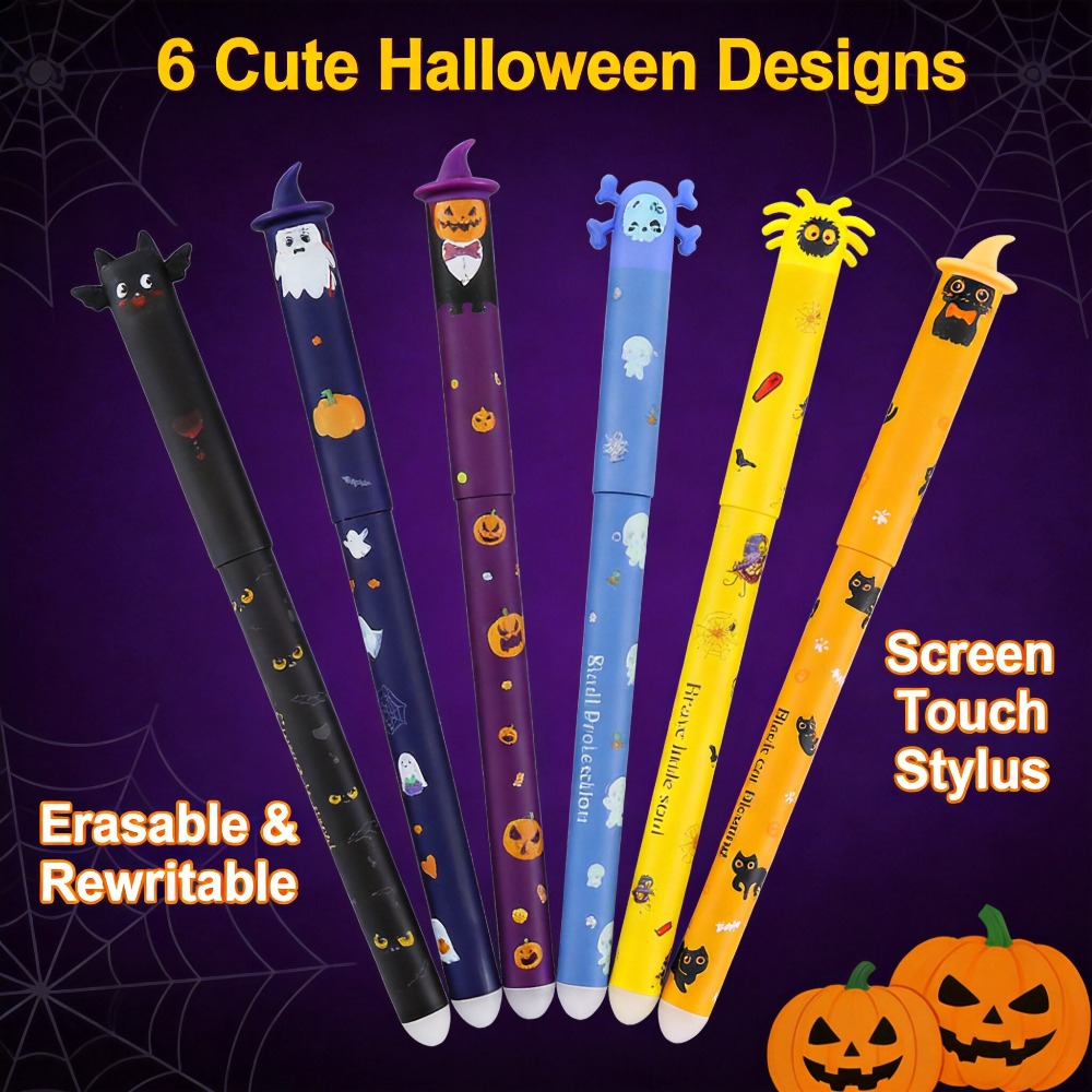 1-6Pcs Halloween Erasable Gel  - Retractable Eraser Pen Click ulasan dan harga