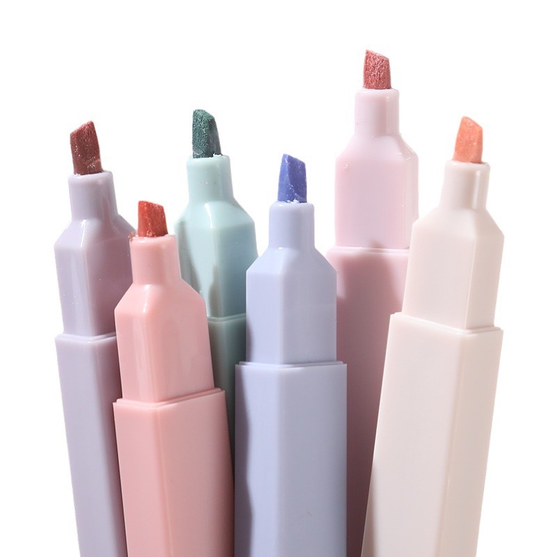 6 Pcs/Set Highlighters Set Cut - Pastel Highlighter Set Double Ended ulasan dan harga