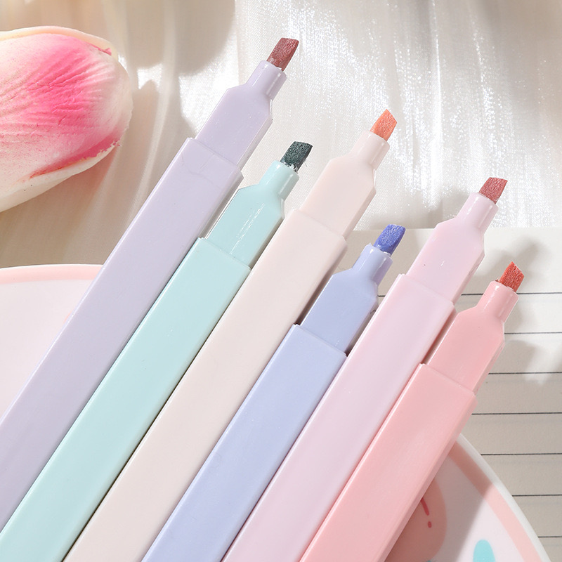 6 Pcs/Set Highlighters Set Cut - Pastel Highlighter Set Double Ended ulasan dan harga
