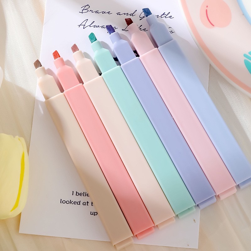 6 Pcs/Set Highlighters Set Cut - Pastel Highlighter Set Double Ended ulasan dan harga