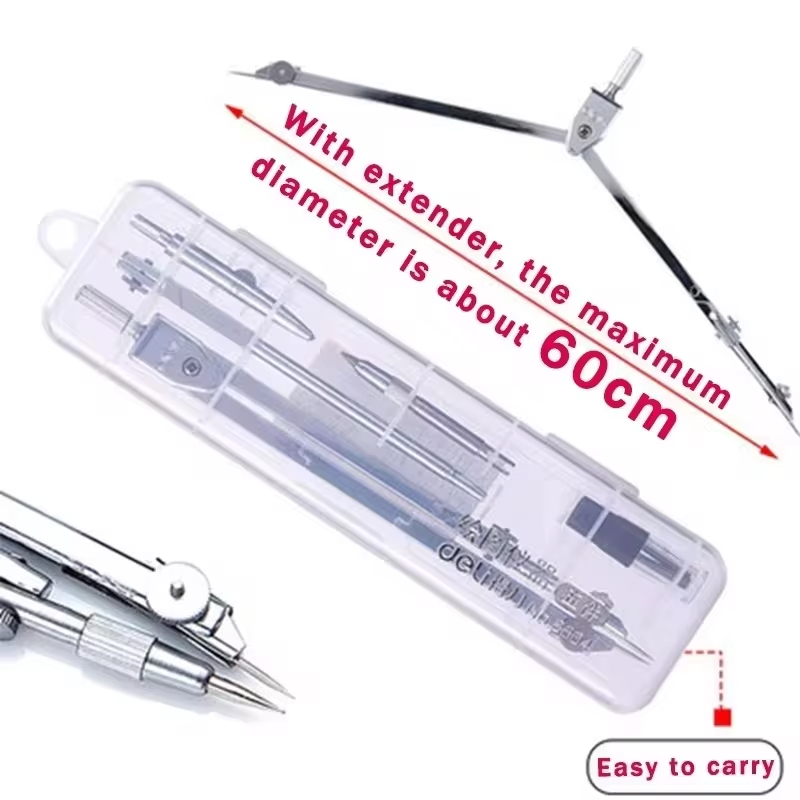 Stainless Steel Multifunctiona - Math Geometry Set With Compass ulasan dan harga