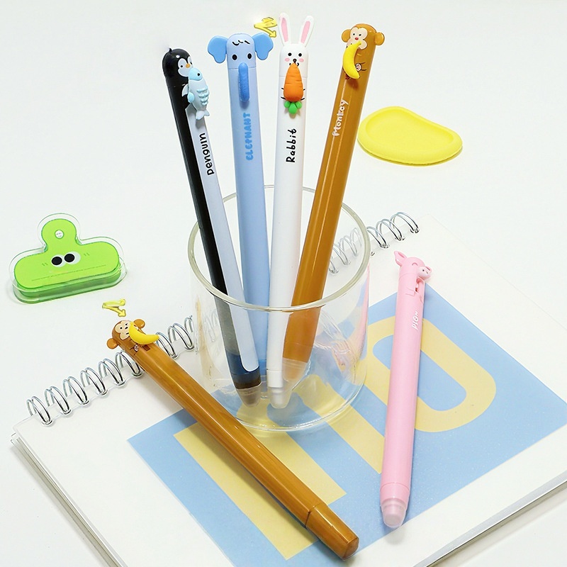 6 Pack Cute Cartoon Animal Ret - Retractable Eraser Pen Click ulasan dan harga