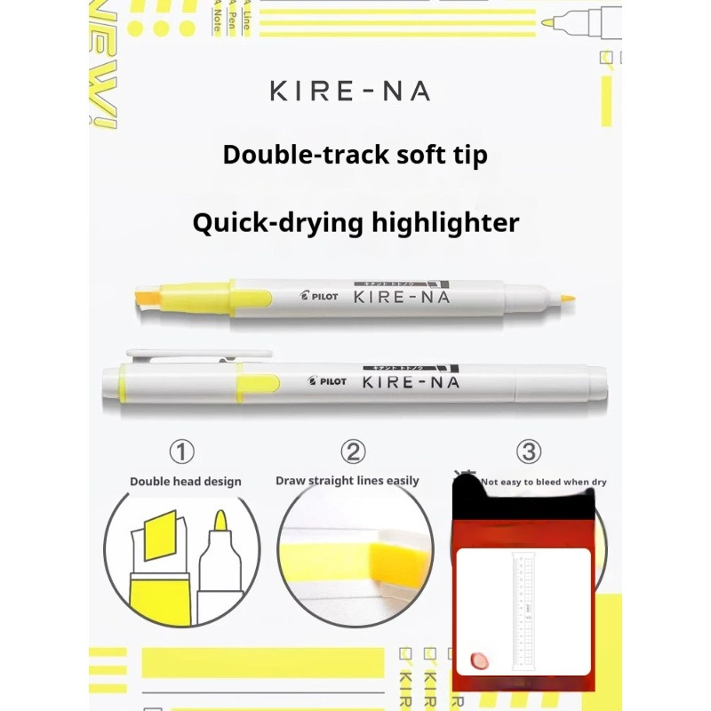 1/3/4/5/10PCS PILOT KIRE-NA Hi - Pastel Highlighter Set Double Ended ulasan dan harga