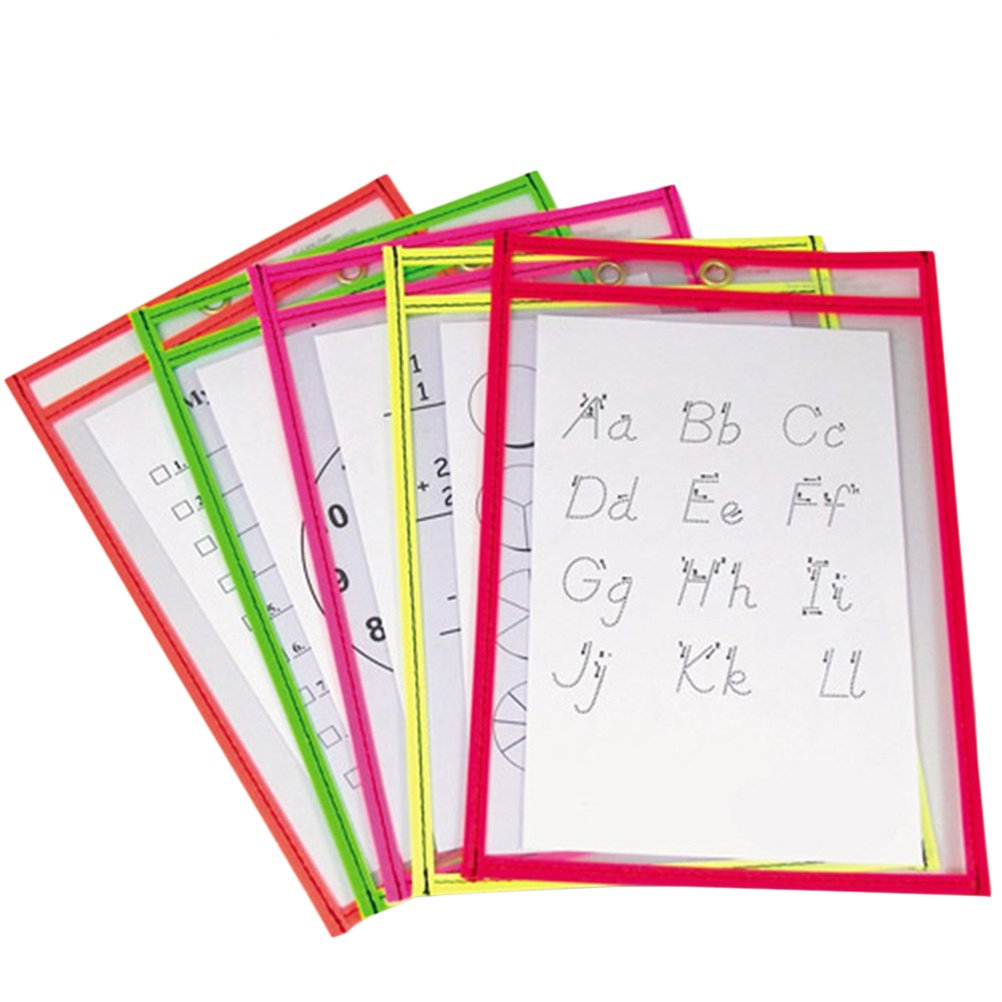 10Pcs Dry Erase Pockets Clear  - Writing Tools ulasan dan harga