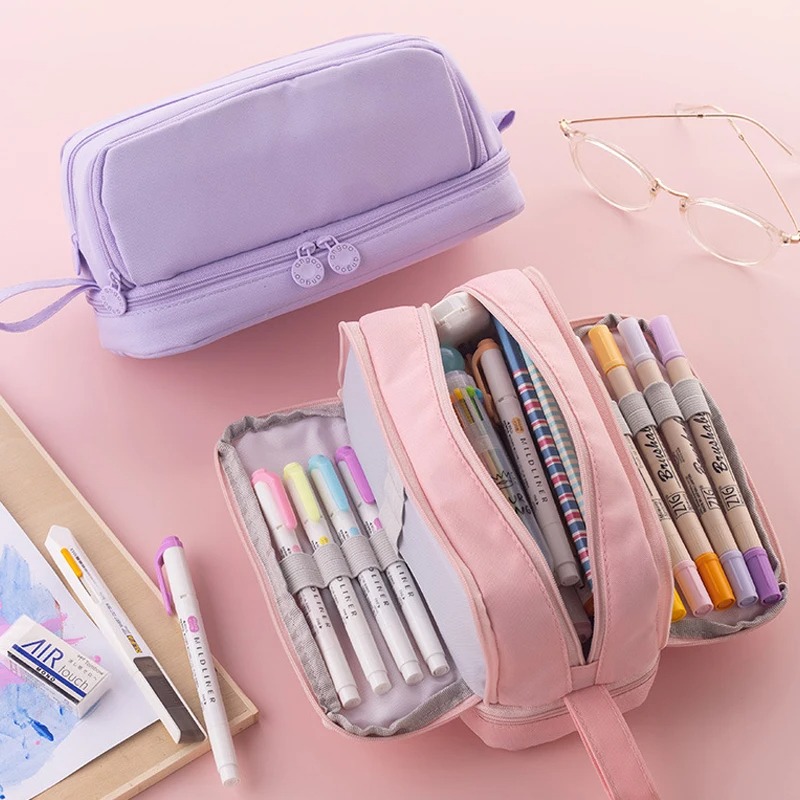 4 Compartments Large Capacity  - Aesthetic Large Pencil Case Pouch ulasan dan harga